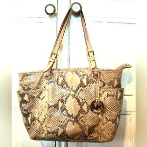 Michael Kors Snakeskin Shoulder Bag Tote Purse